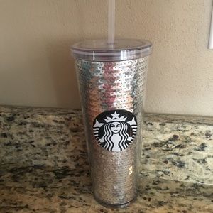 Starbucks Venti  Silver Sequin Tumbler
